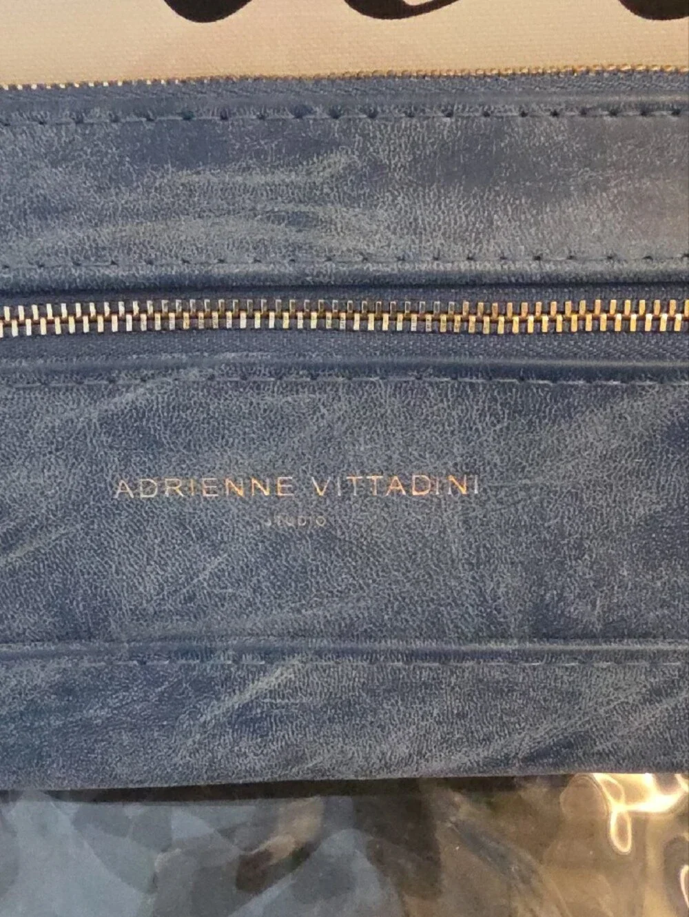 Adrienne Vittadini Denim Blue Wristlet Clutch with Gold Hardware